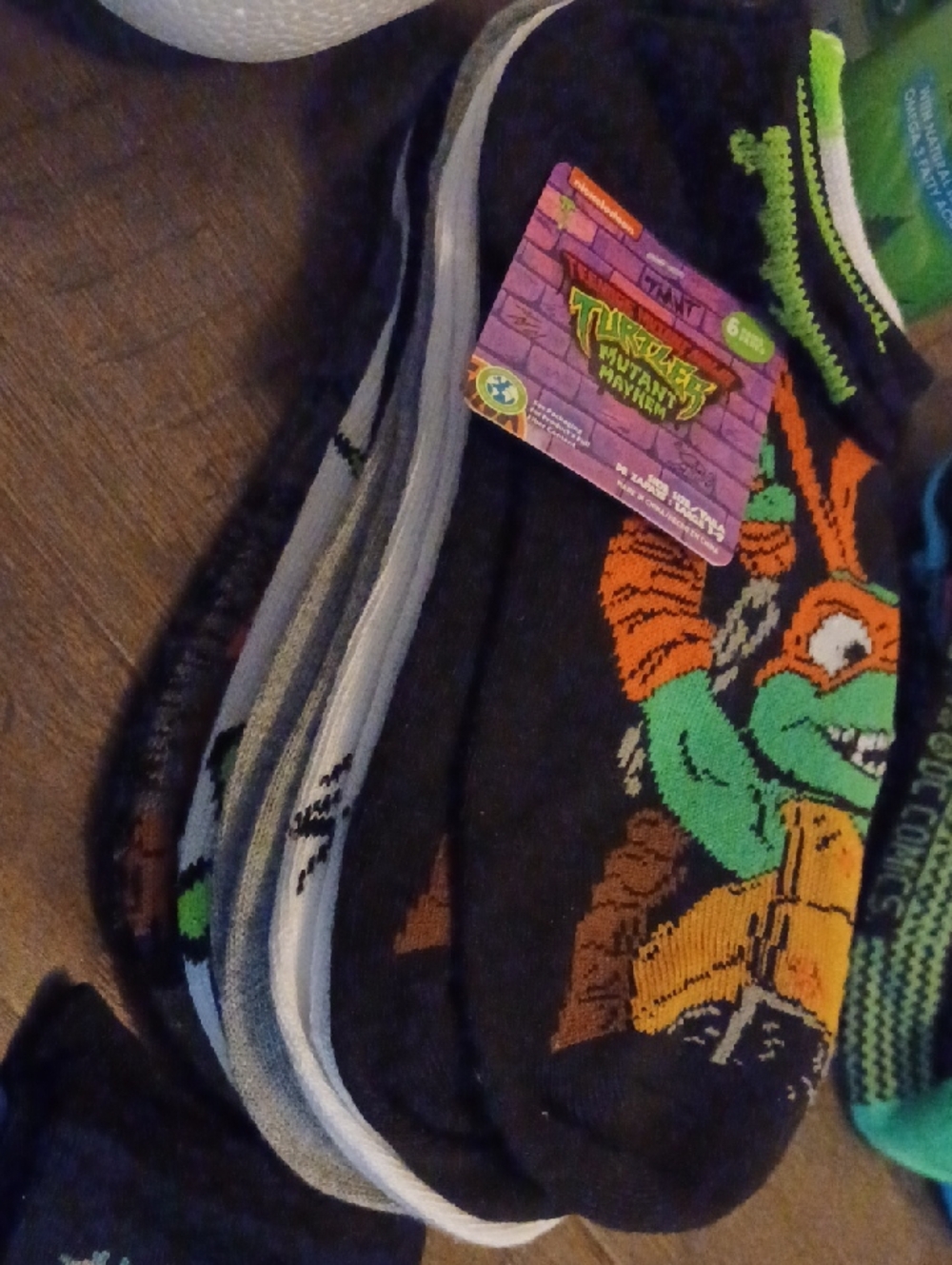 Teenage Mutant Ninja Turtles No-Show Socks - Black & Green Character Design